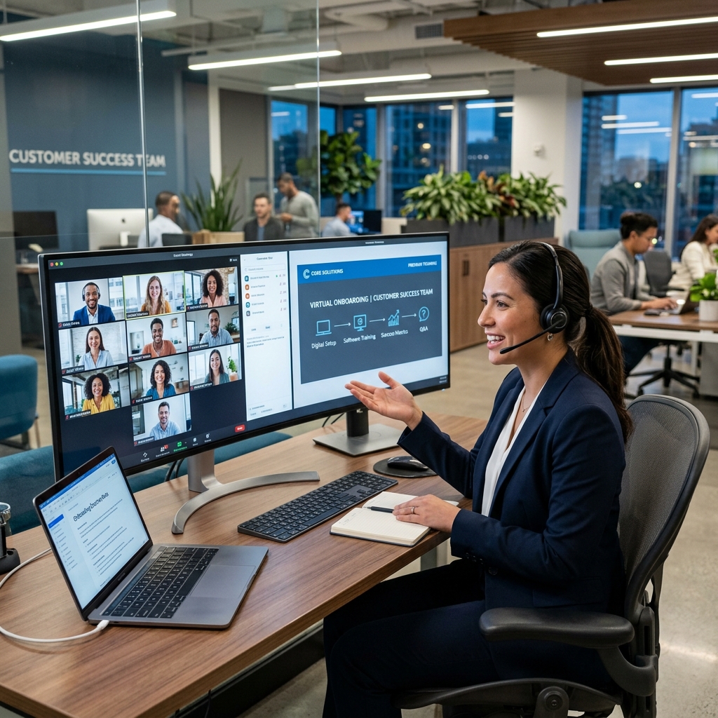 Support specialists helping clients