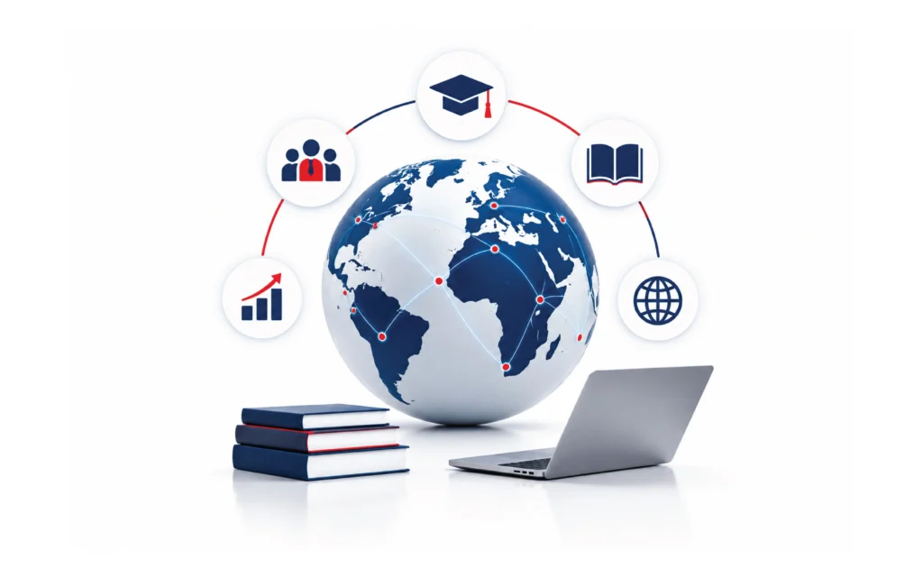 Global learning network connecting academies with quality assurance, certification, and international education partnerships